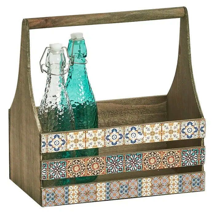 Zeller Present Aufbewahrungsbox Deko-Kiste mit Griff Mosaik - L x B x H: 310 x 190 x 320 mm - Rechte Seitenansicht