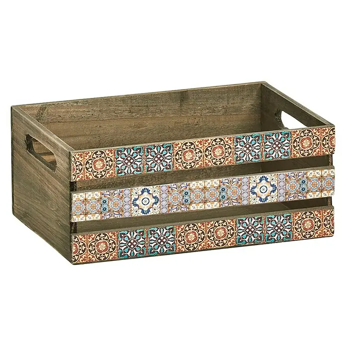 Zeller Present Aufbewahrungsbox Mosaik - L x B x H: 320 x 220 x 130 mm, Holz, Braun - Rechte Seitenansicht