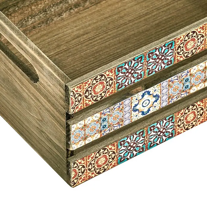 Zeller Present Aufbewahrungsbox Mosaik - L x B x H: 320 x 220 x 130 mm, Holz, Braun - Rechte Seitenansicht
