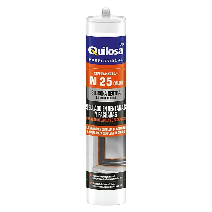 Quilosa Silicona para construcción y ventanas Orbasil N 25 - Blanco, 300 ml