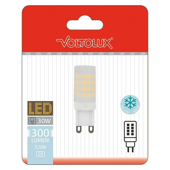 Voltolux Bombilla LED - 3,5 W, G9, Color de luz: Blanco neutro, No regulable, Capsular