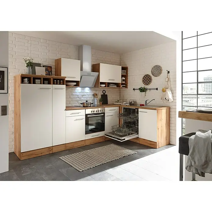 Respekta Winkelküche BEKBL310EWC - 172 x 310 cm, Weiß