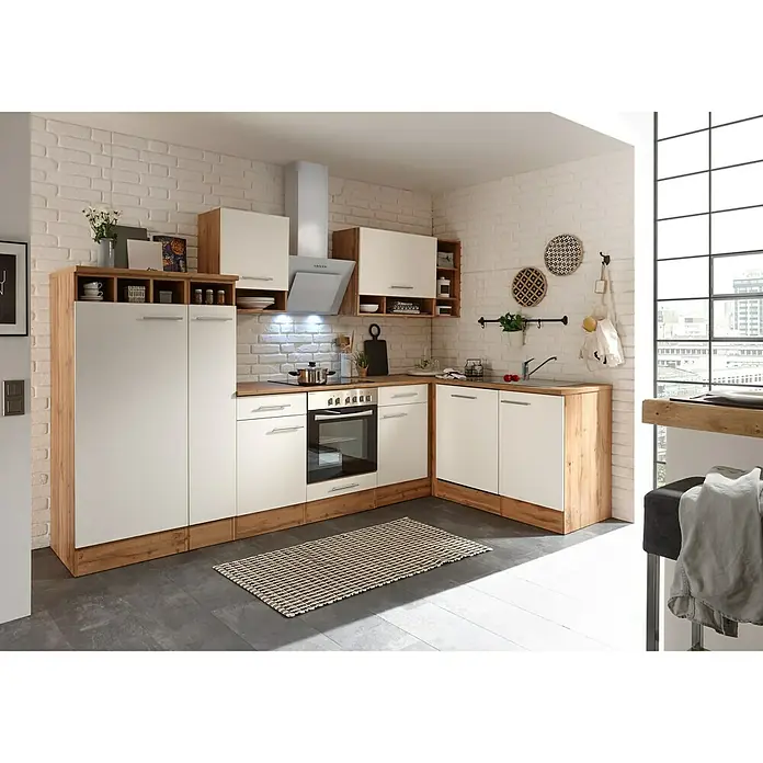 Respekta Winkelküche BEKBL310EWC - 172 x 310 cm, Weiß
