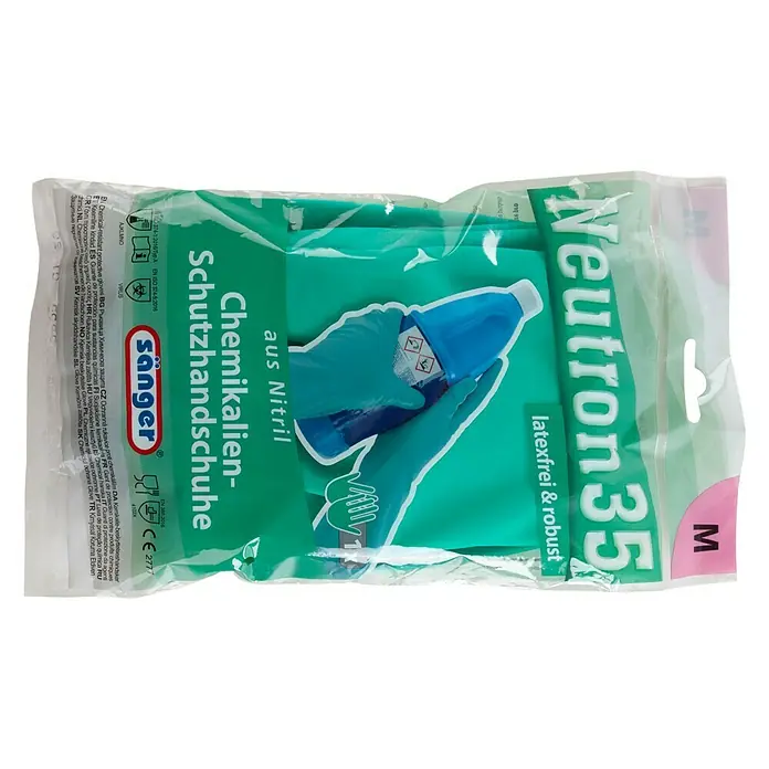 Sänger Schutzhandschuhe Neutron 35 - Größe: M, Grün, Nitril - Vorderansicht
