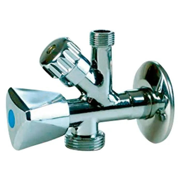Llave de escuadra con grifo para lavadora - Rosca exterior: ¾″