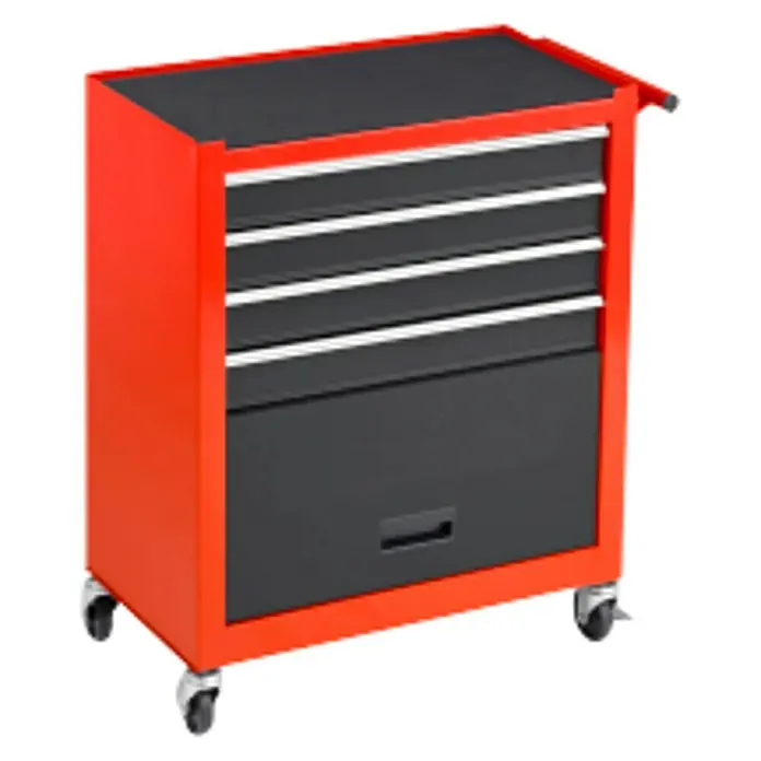 Carro de taller - L x An x Al: 33 x 61,6 x 74,5 cm, Acero, Rojo/Negro