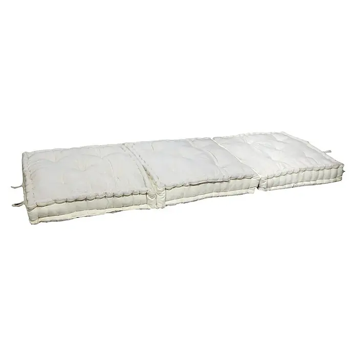 Cojín para asiento Banqueta 3 en 1 - 60 x 60 x 10 cm, Beige, 100% algodón