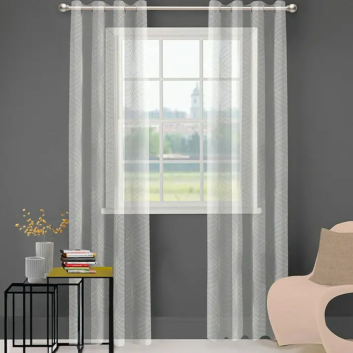 Visillo para ventana Jyam - 140 x 250 cm, 100% poliéster, Blanco