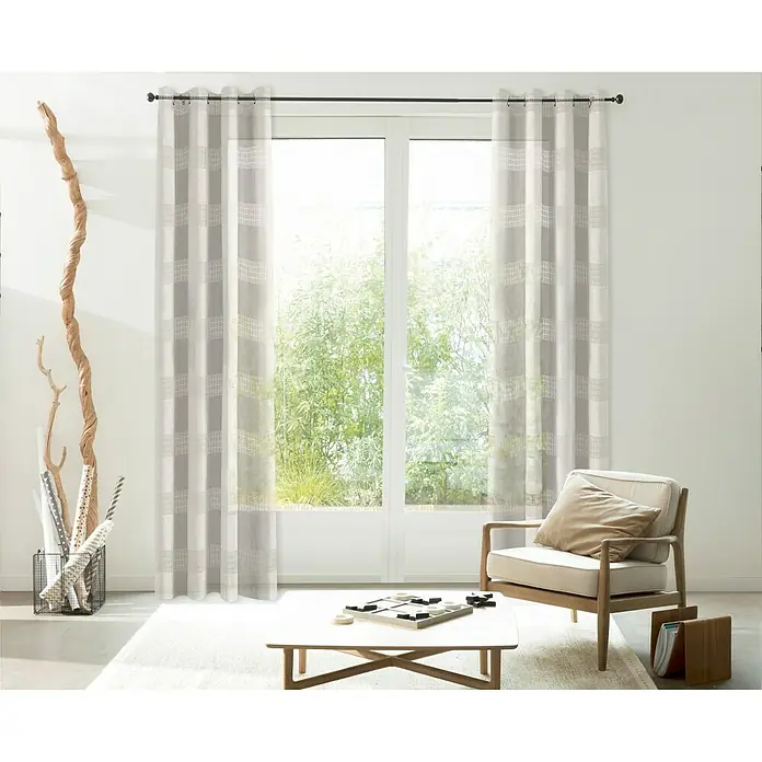 Cortina con ollaos Ana Ray - 140 x 250 cm, 100% poliéster, Crudo