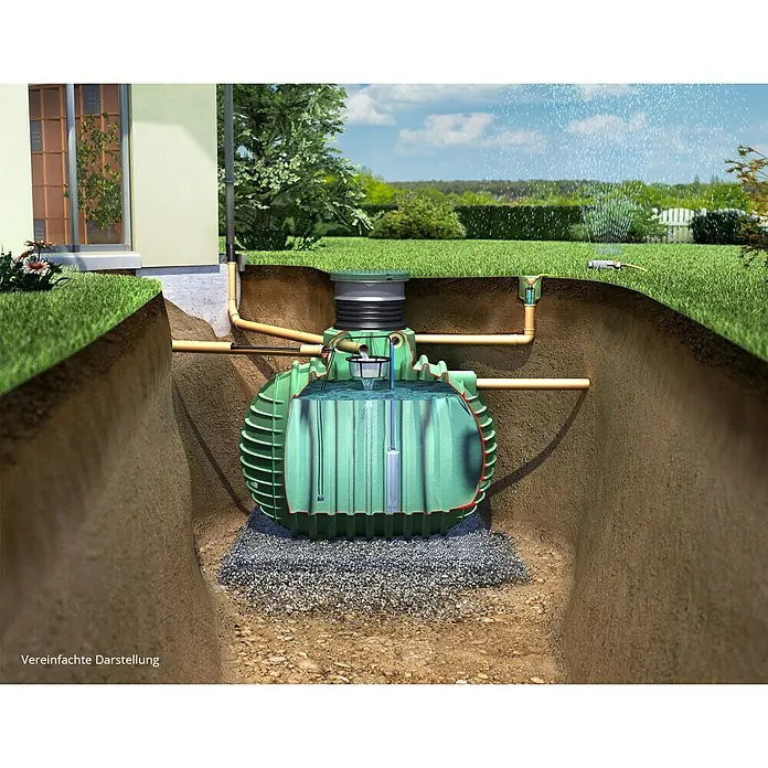 Garantia ProLine Regenwassertank Komplettpaket Cristall - 2.650 l, Dunkelgrün - Anwendungsbeispiel