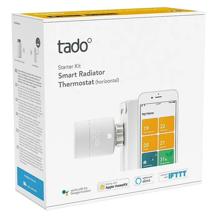 Tado Smartes Termostato de radiador Starter Kit V3+IN - Control inteligente: App Tado, 2 pzs.