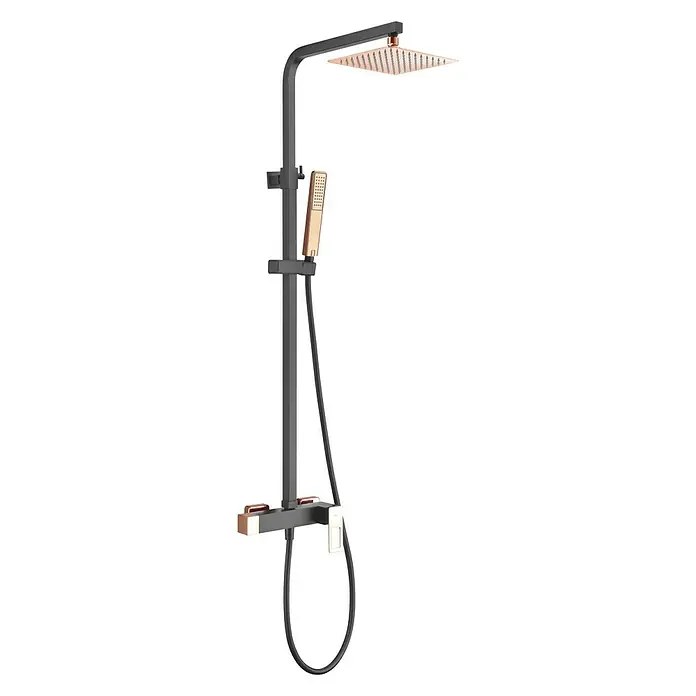 Imex Suecia Sistema de ducha - Con grifo monomando, Número de tipos de chorro: 1 ud., Negro/Oro rosa