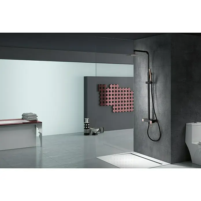 Imex Suecia Sistema de ducha - Con grifo monomando, Número de tipos de chorro: 1 ud., Negro/Oro rosa