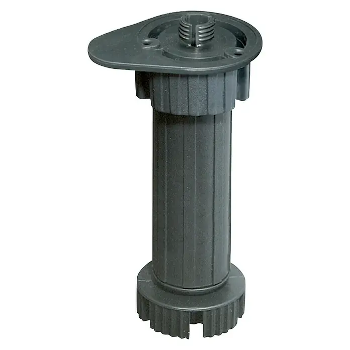 Set de patas de mueble de cocina regulables - Ø x Al: 60 x 200 mm, Negro, Polipropileno, 4 uds.