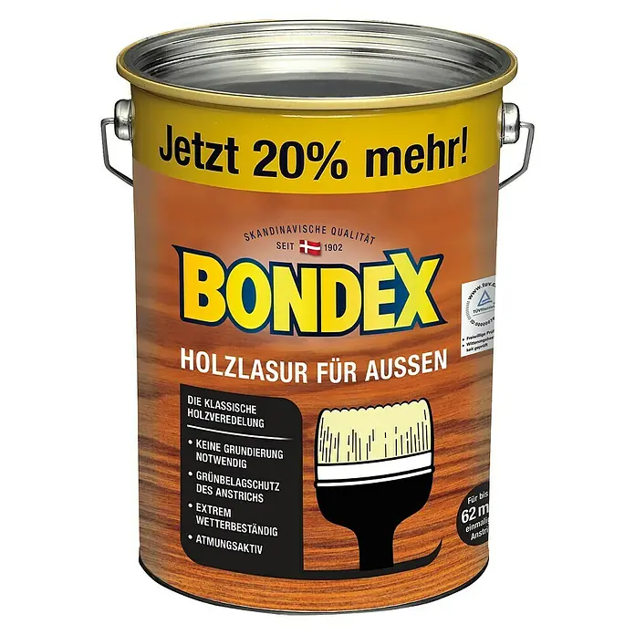 Bondex Holzlasur für Außen - Rio-Palisander, Seidenmatt, 4,8 l, Lösemittelbasiert, Alkydharz, Aromatenfreies Testbenzin