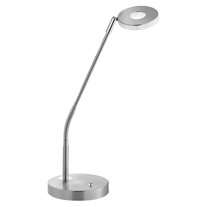 Honsel Leuchten Dent LED-Tischleuchte - 6 W, L x B x H: 40 x 16 x 60 cm, Nickel matt, Chrom, Warmweiß - Vorderansicht