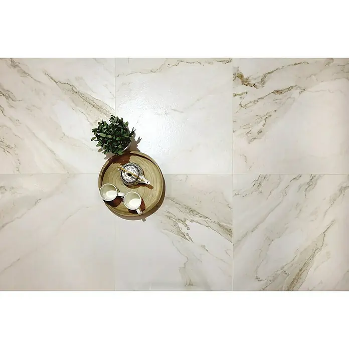 Azteca Feinsteinzeugfliese Calacatta Gold - L x B: 60 x 60 cm, Marmor/Gold, Matt