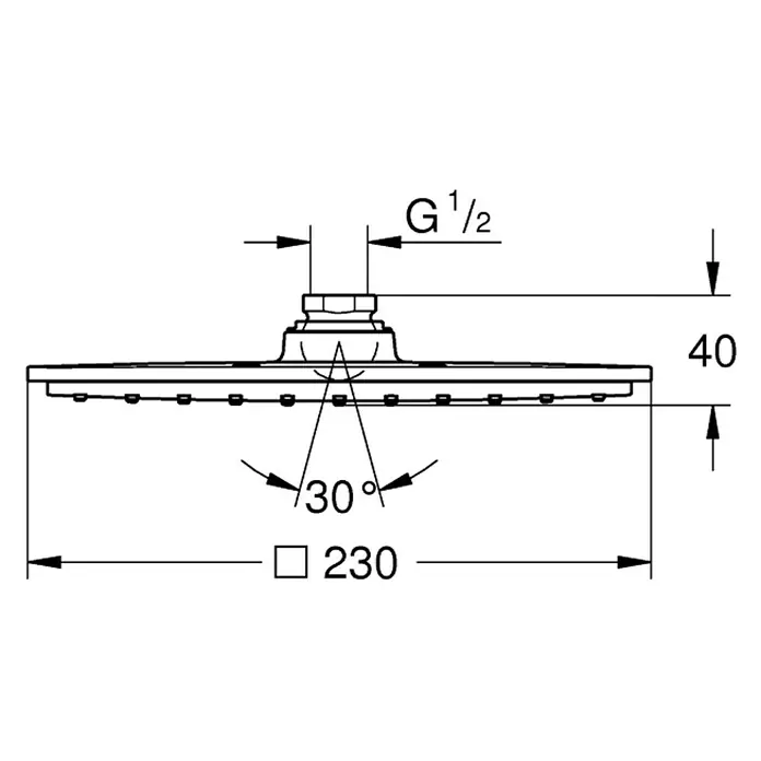 Grohe Kopfbrause Rainshower Allure 230 - 23 x 23 cm, 12 l/min bei 3 bar, Chrom - Vorderansicht