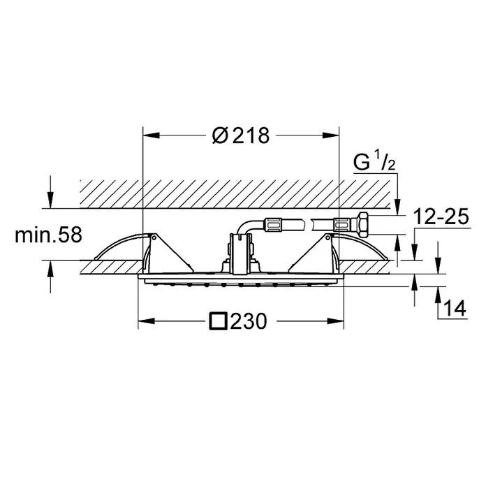 Grohe Deckenbrause Rainshower Allure 230 - 23 x 23 cm, Chrom, Quadratisch - Vorderansicht