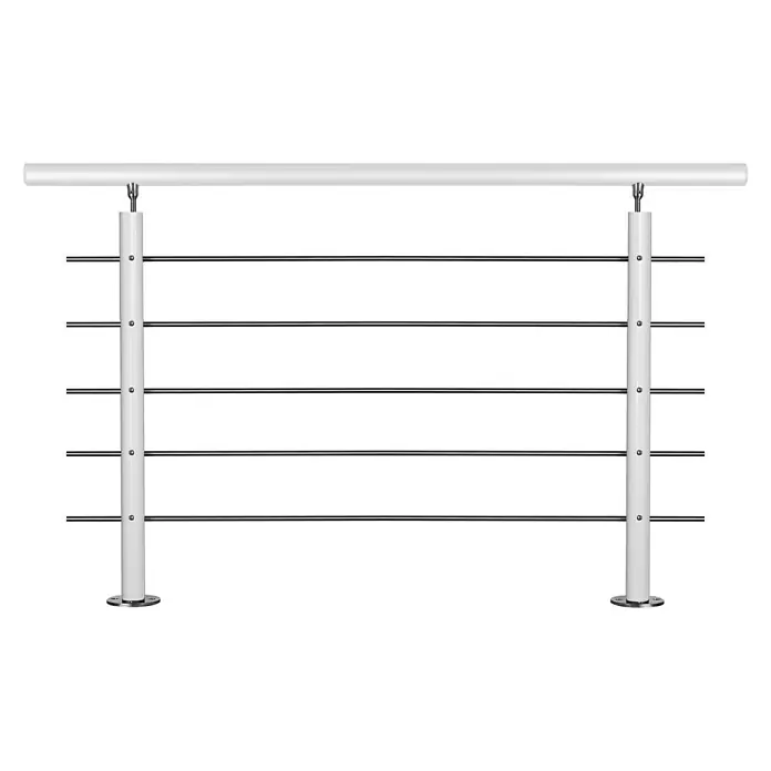 Treba Frewa Geländer-Set AG8 - Bodenmontage, Aluminium, Weiß, Silber, Länge: 1.500 mm - Vorderansicht