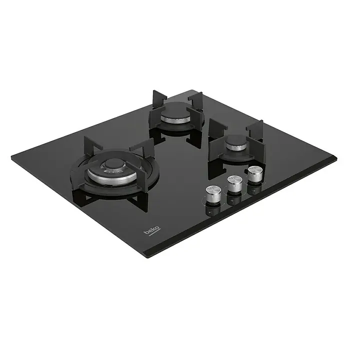 Beko Placa de cocción de cristal gas HISW  63222 SO - Zonas de cocción: 3 ud., Vitrocerámica