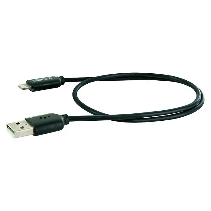 Schwaiger USB kabel za punjenje Lightning - USB A utikač, utikač Lightning, 0,5 m, Crne boje - Pogled sprijeda