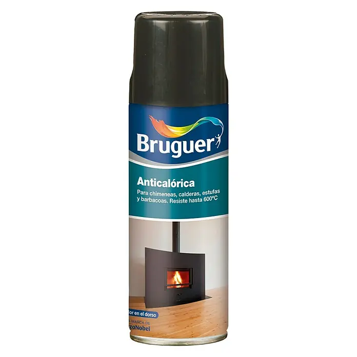 Bruguer Spray anticalórico - Negro, Termorresistente hasta: 600 °C, Mate, 400 ml