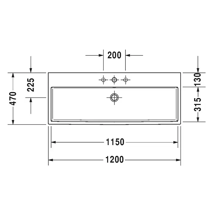 Duravit Vero Air Waschtisch - 120 x 47 cm, Ohne Spezialglasur, Hahnloch: Ohne, Mit Überlauf, Weiß, Ungeschliffen