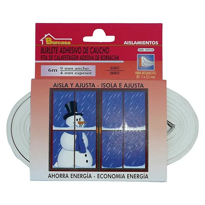 Burlete para ventanas Formato E - Blanco, Largo: 6 m, Desajustes de 1 - 3,5 mm