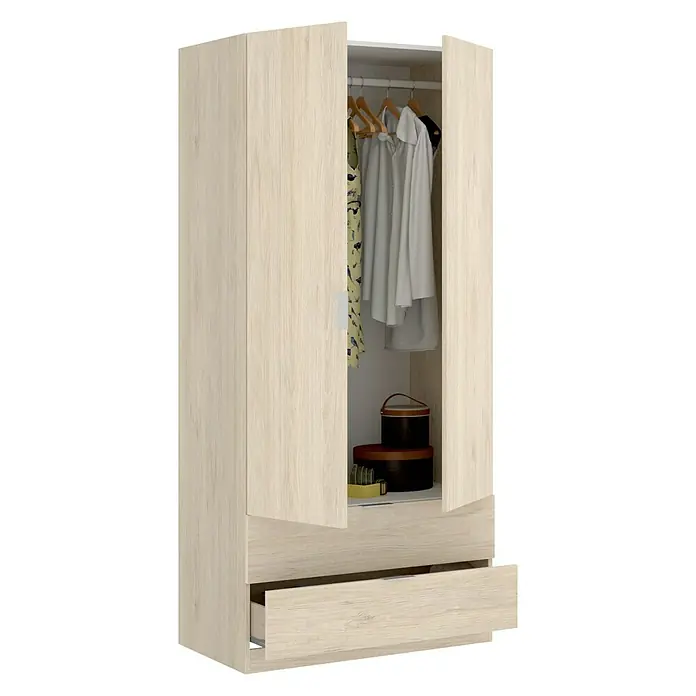 Armario para ropa Essen con cajones - L x An x Al: 52 x 81 x 184 cm, Natural