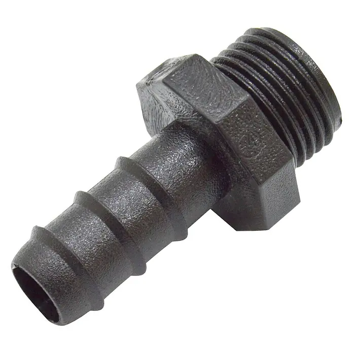 Conector para manguera goteo Macho - ½″, 16 mm, Plástico