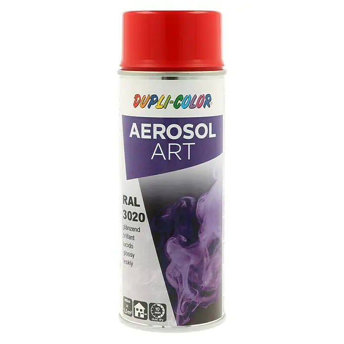 Dupli-Color Aerosol Art Lak za raspršivanje RAL 3020 - Prometno crvene boje, 400 ml, Sjaj - Pogled sprijeda