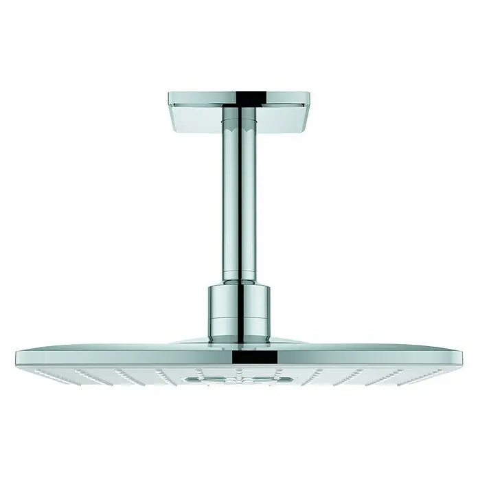 Grohe Kopfbrausen-Set Rainshower Smartactive 310 Cube - 31 x 31 cm, 25 l/min bei 3 bar, Deckenmontage, Moonwhite/Chrom - Vorderansicht