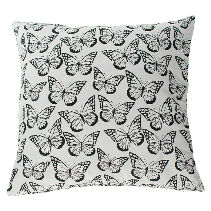 Cojín Jaq Danaus - Blanco/Negro, 45 x 45 cm, 63 % poliéster, 37 % algodón