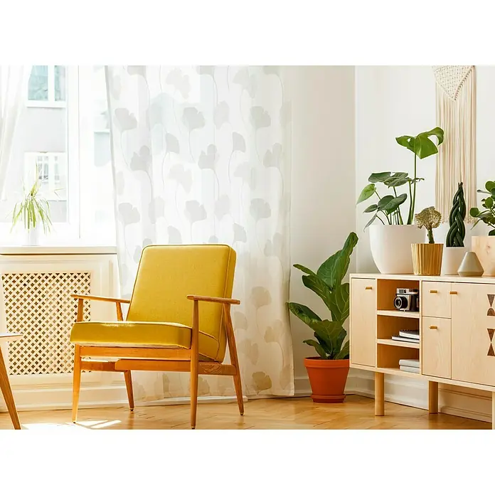 Visillo para ventana Nisha - 140 x 270 cm, 100% poliéster fil coupé, Blanco