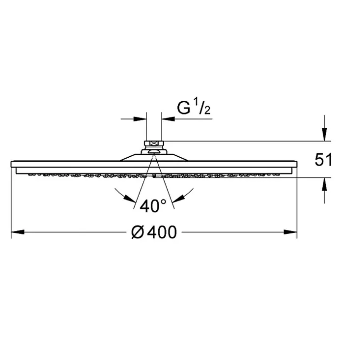 Grohe Kopfbrause Rainshower Cosmopolitan 400 - Durchmesser: 40 cm, 15 l/min bei 3 bar, Anzahl Funktionen: 1 Stk., Chrom - Vorderansicht