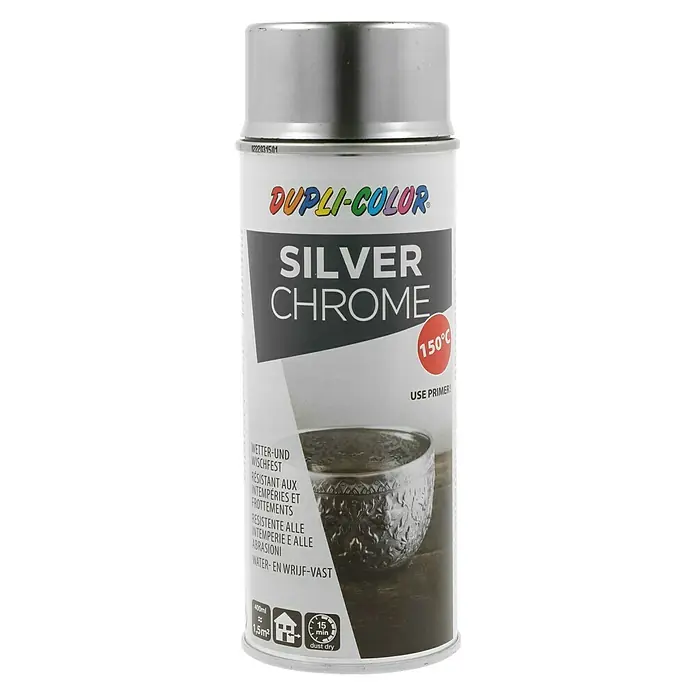 Dupli-Color Effect Spezialspray Silver Chrome - Metall-Effekt, Hitzebeständig, Schnelltrocknend, 400 ml - Vorderansicht