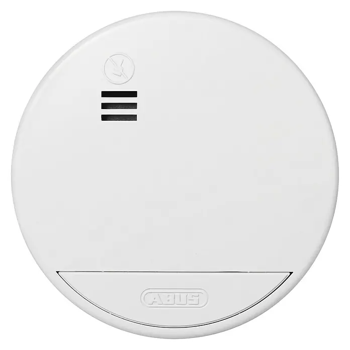Abus Rauchwarnmelder RWM 90 - Durchmesser: 10,2 cm, Batterielaufzeit: Bis zu 5 Jahre, Alarmsignal: 85 dB - Vorderansicht