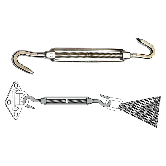 Nortene Tensor de toldos Doble gancho - 1 ud., Largo: 19,2 cm, Acero inoxidable
