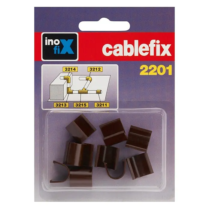 Inofix Cablefix Pieza de unión para canaleta 2201 - Marrón, 10 ud., An x Al: 0,8 x 0,7 cm