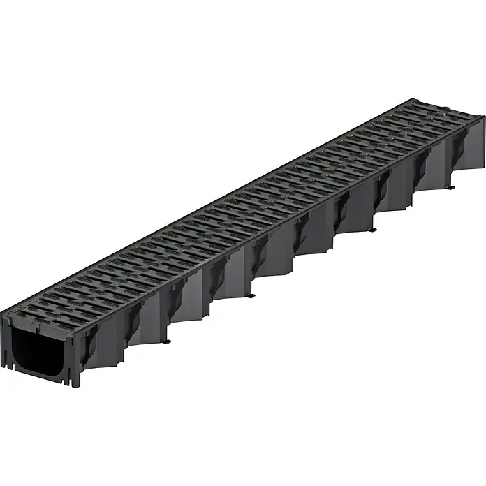 ACO Self Hexaline Kunststoffrinne Microgrip - 100 x 12,9 x 8,2 cm, Schwarz