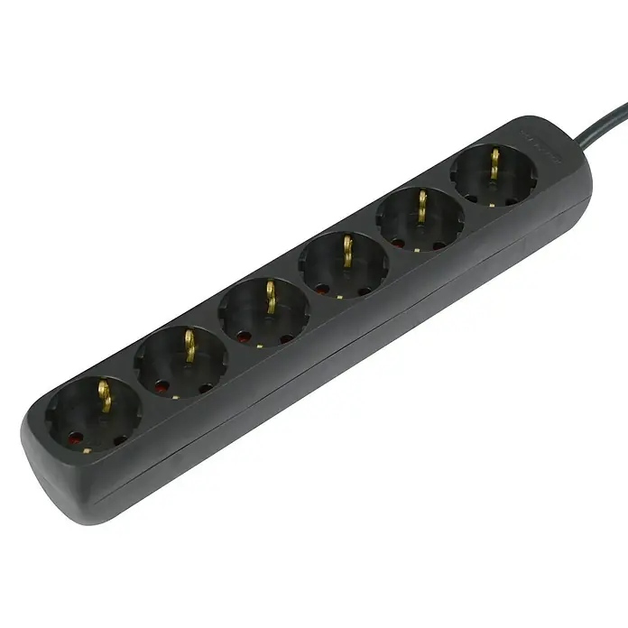 UniTEC Steckdosenleiste - Anzahl Steckdosen Schuko: 6 Stk., Schwarz, Max. Anschlussleistung: 3.500 W