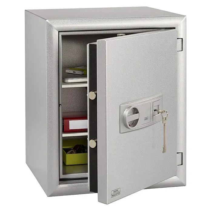 Burg-Wächter Diplomat Sicherheitsschrank MTD 760 K - L x B x H: 462 x 500 x 625 mm, Silber, Art Schloss: Doppelbart-Hochsicherheitsschloss - Vorderansicht