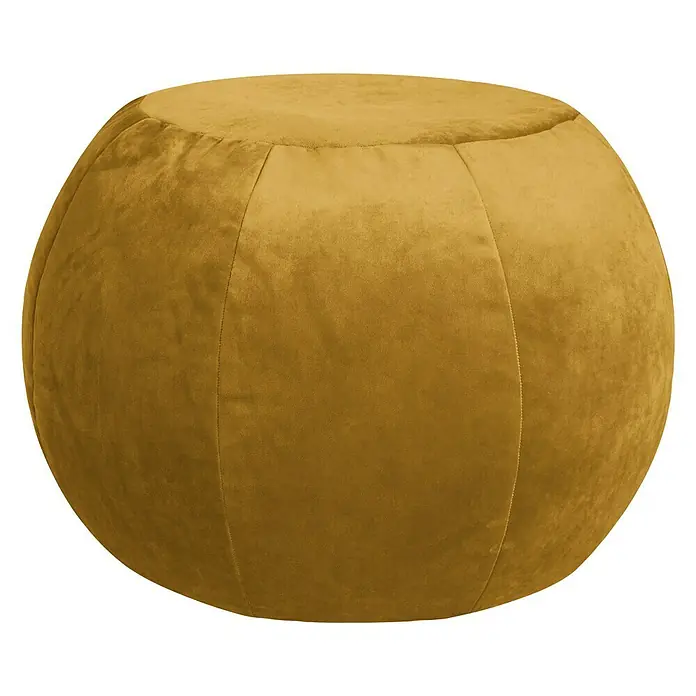 Sitting Point Sitzhocker Plump Veluto - Senf, Ø x H: 45 x 50 cm, 100 % Polyester - Vorderansicht