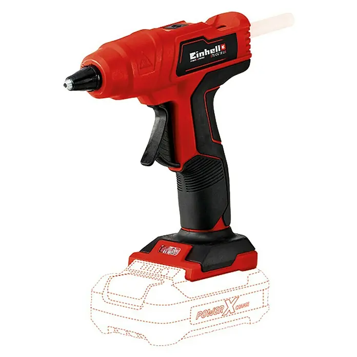 Einhell Power X-Change Pistola termoadhesiva de batería TE-CG 18 Li-Solo - 18 V, Sin batería, Diámetro cartucho de cola: 11 mm - Vista de perfil izquierdo