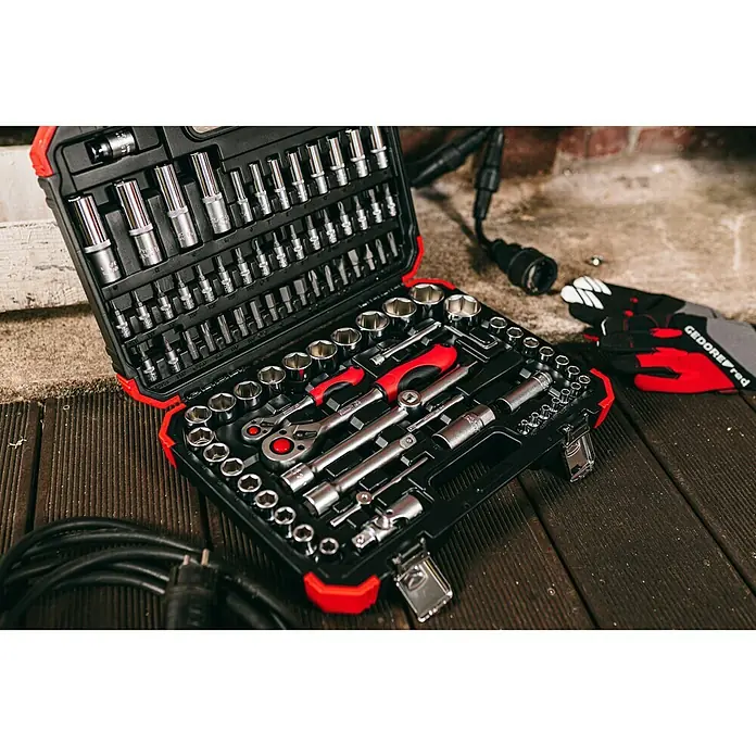 Gedore red Steckschlüssel-Satz - Inhalt: 94 -tlg., Steckschlüsselsatz: ½ + ¼″ - Ansicht von oben