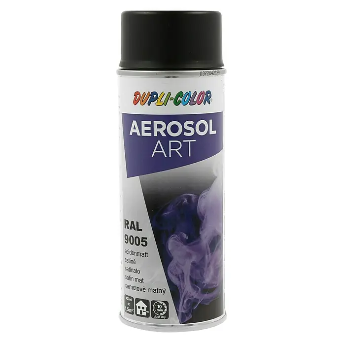 Dupli-Color Aerosol Art Sprühlack RAL 9005 - Tiefschwarz, 400 ml, Seidenmatt - Vorderansicht