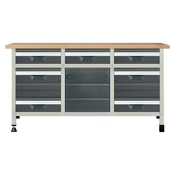 Wolfcraft Banco de trabajo 1610 - 3 - L x An x Al: 65 x 161 x 86 cm, Número de cajones: 7 ud.