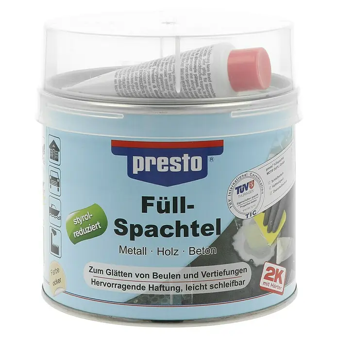 Presto Füllspachtel - 1 kg, Materialeignung: Metall - Vorderansicht