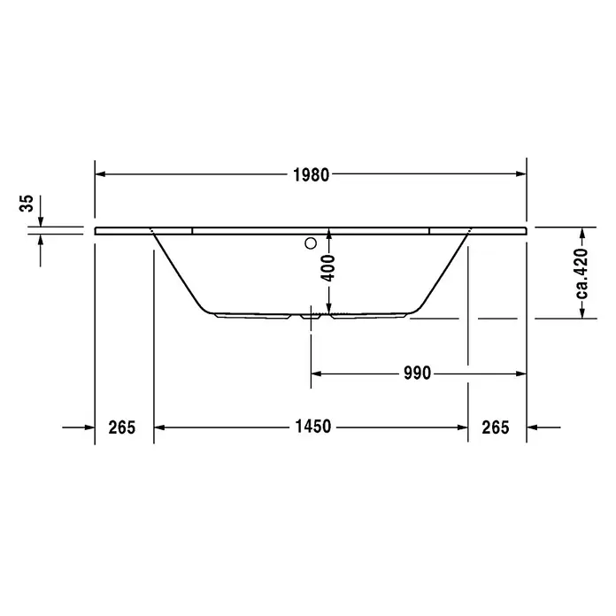 Duravit D-Code Eckbadewanne - 140 x 140 cm, Sanitäracryl, Weiß - Vorderansicht
